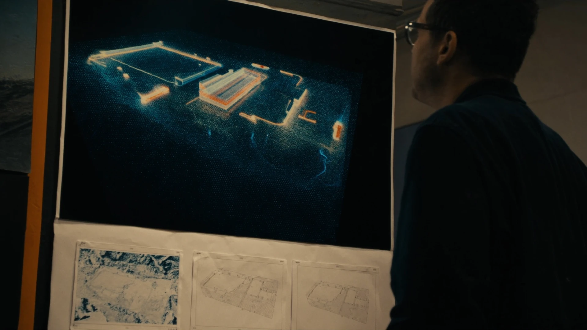 Engineer inspecting a digital point cloud of infrastructure