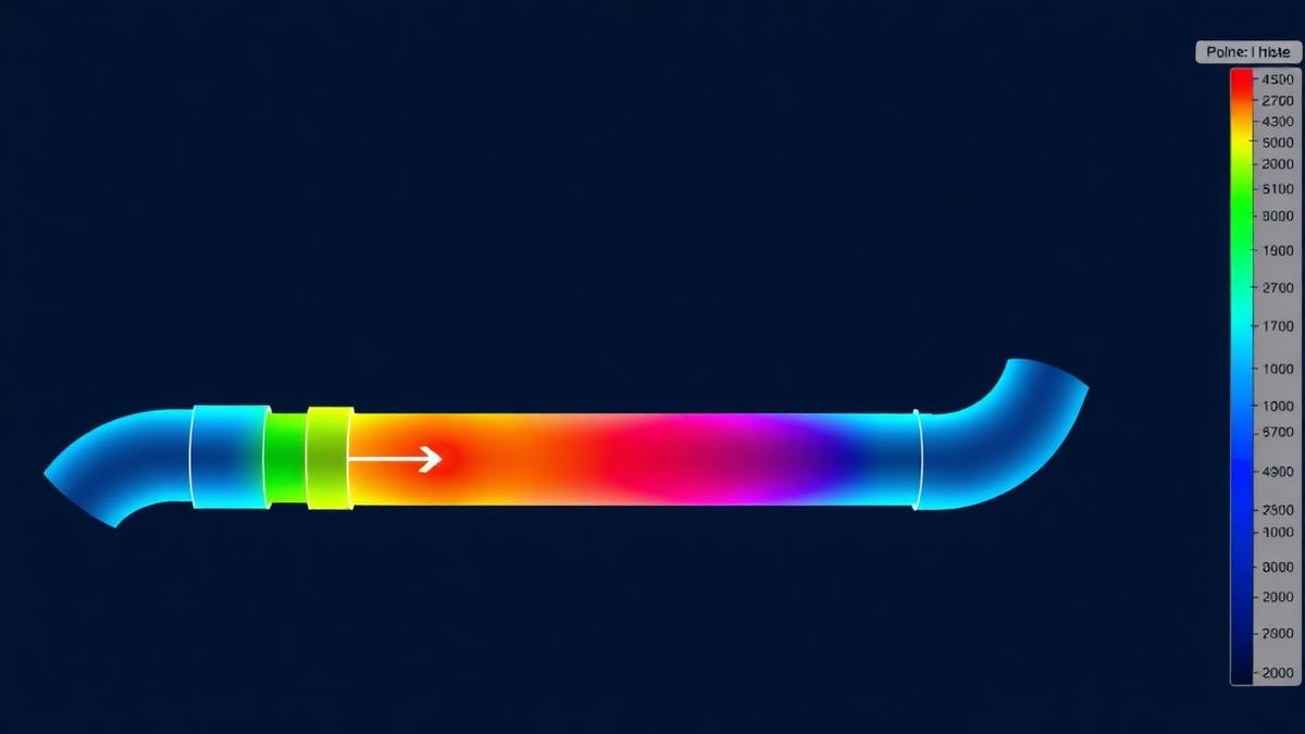 Pipe stress visualization with thermal expansion contours on a piping run
