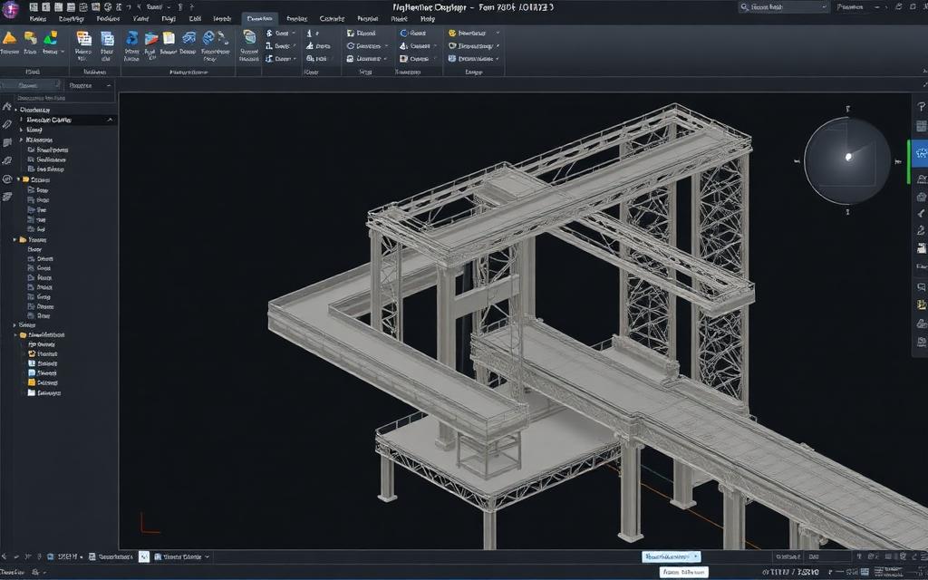 CAD modeling environment with a detailed 3D infrastructure structure