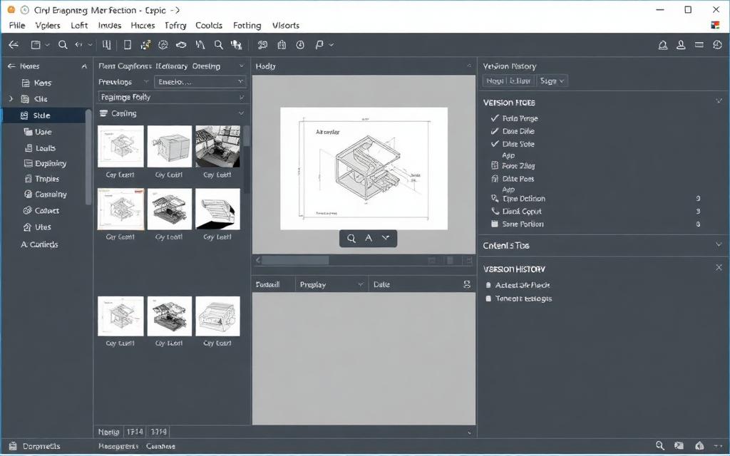 Project collaboration workspace with engineering drawings and version history